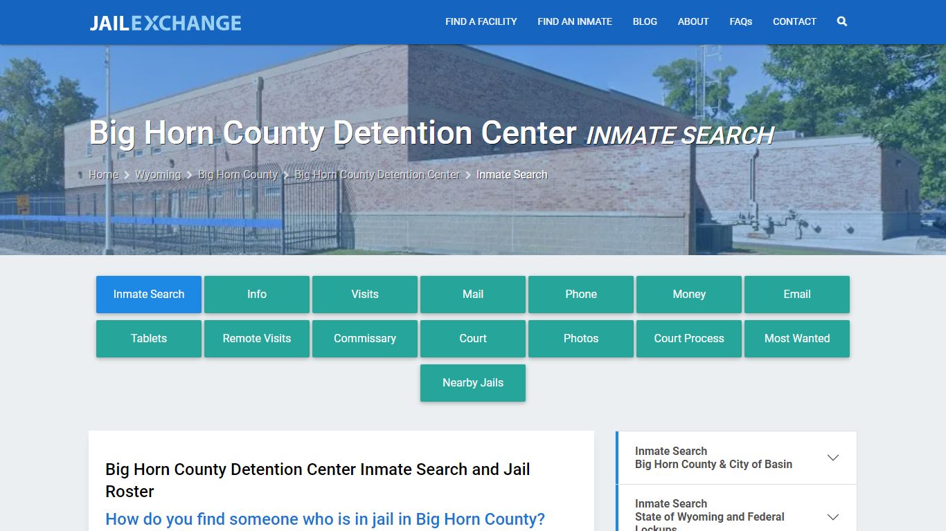 Big Horn County Detention Center Inmate Search - Jail Exchange